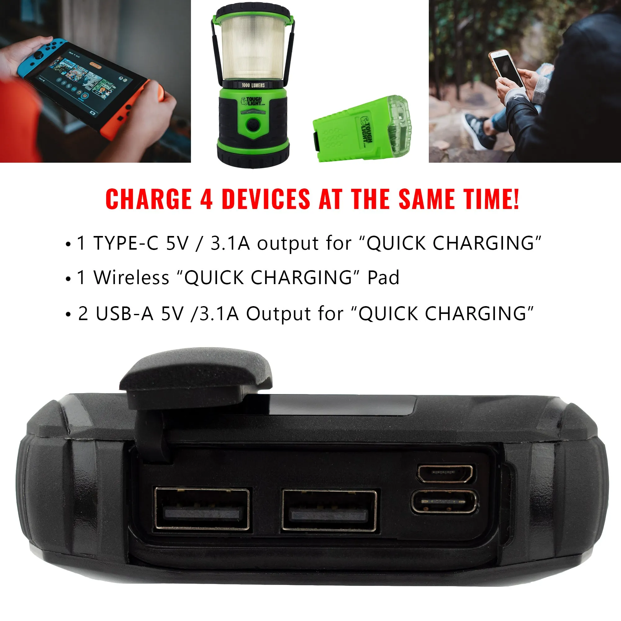 [ Bulk Pack of 10 ] Tough Light i26W USB Solar Power Bank Charger - 26,800 mAh Li Polymer - 2 AMP High Speed Cable Included