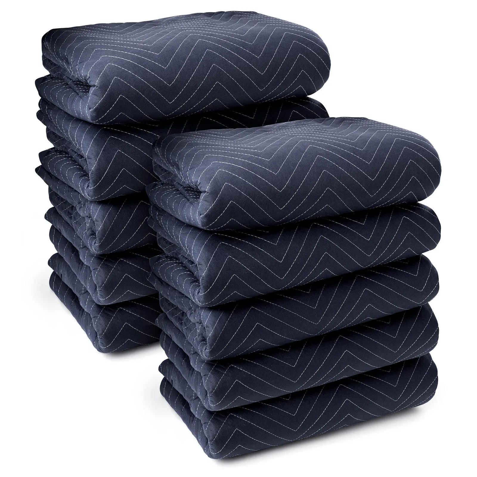 10-Pack, 80"x72" Moving & Packing Blankets - Blue & Black by Sure-Max