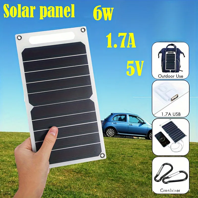 1pc Portable Solar USB Charger 6W, 5V for Outdoor and Camping - TJRAT20