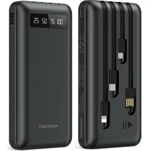 20000Mah Power Bank Portable Charger with Cables, USB Battery Pack for Iphone & Android Cell Phone