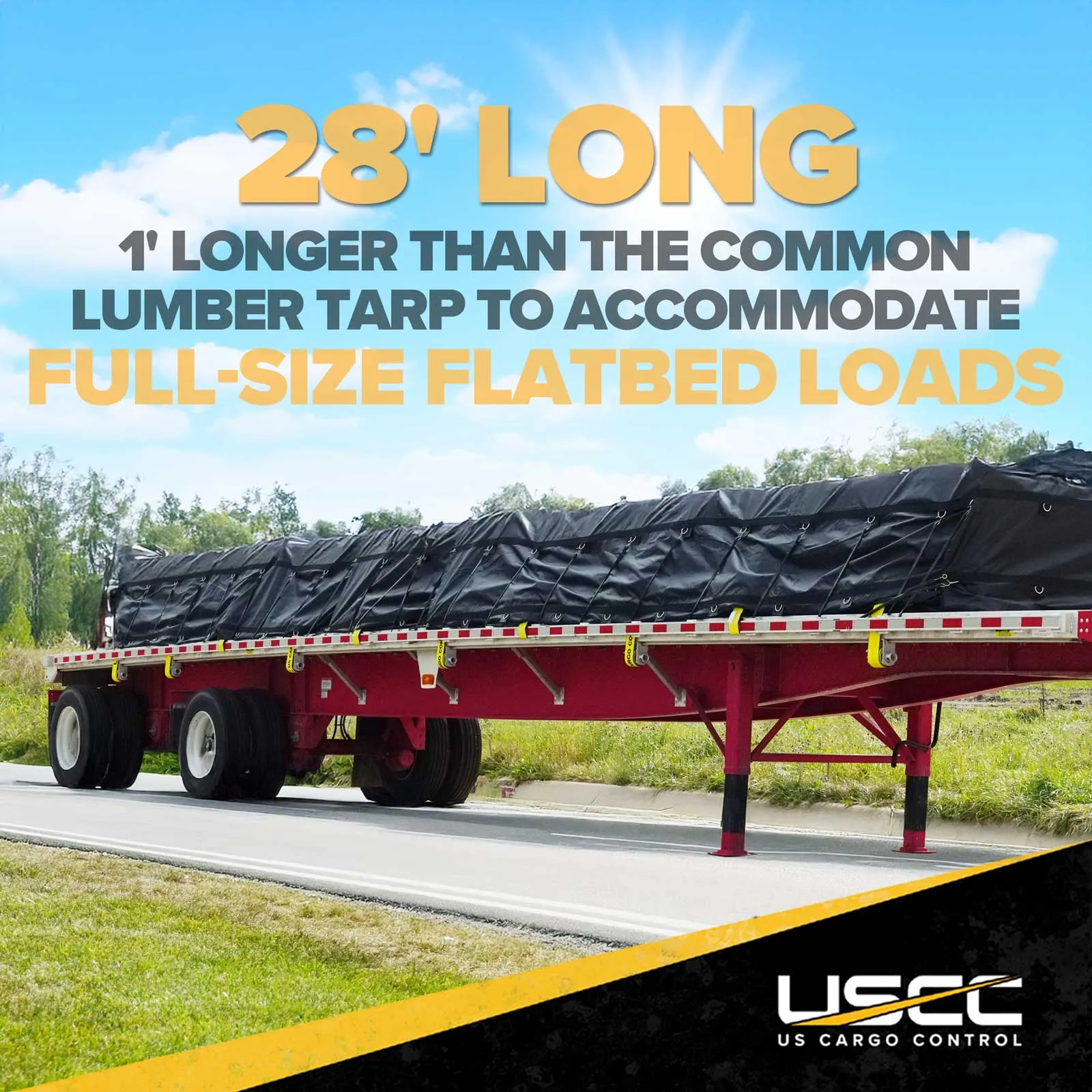 24' X 18' Lightweight Lumber Tarp | 8' Drop & Flap - 14 oz. Black Tarp