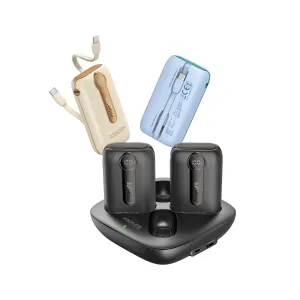 4-Piece 10000mAh Power Bank Charging Set with In-Built USB-C and Lightning Cables