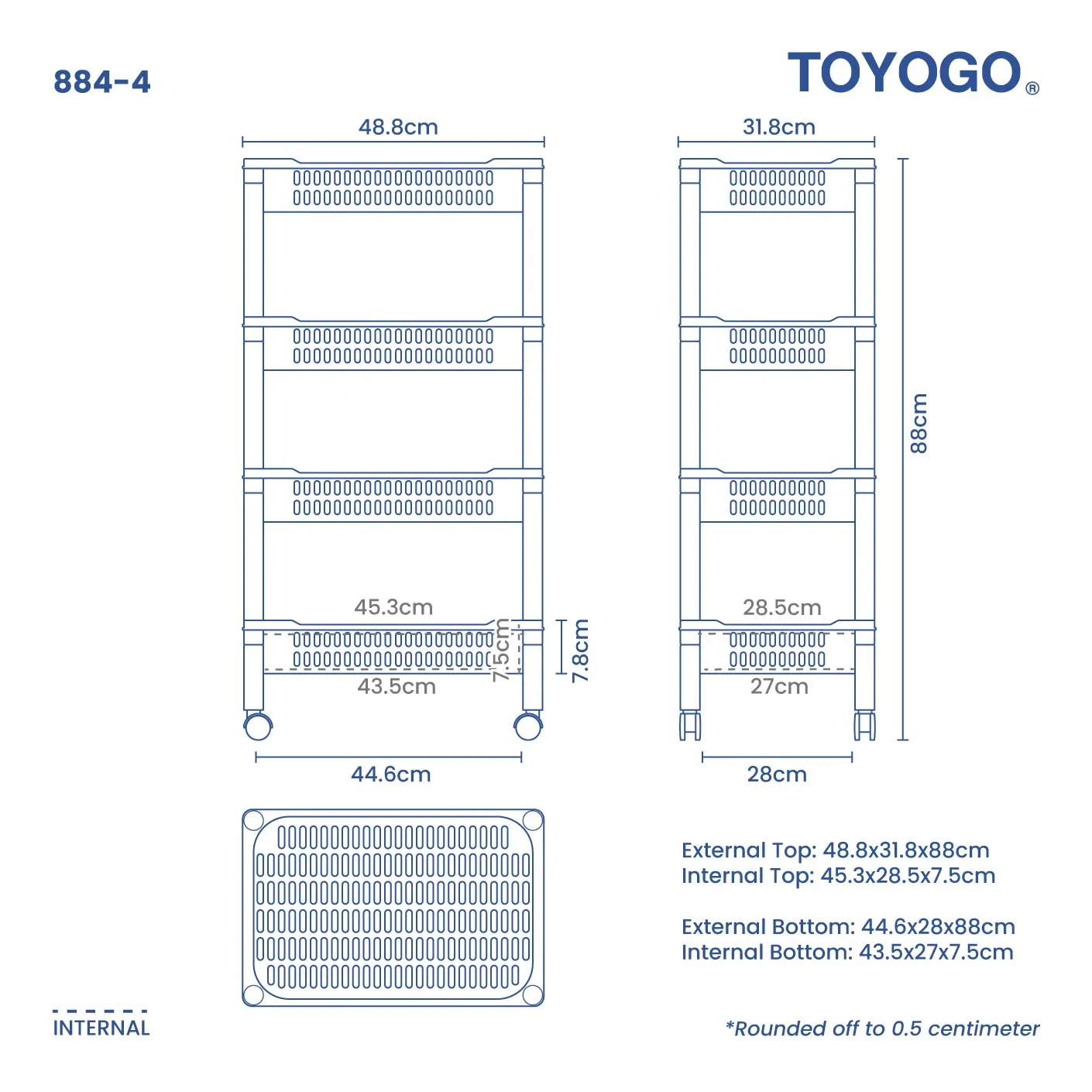 4 TIER BASKET TROLLEY (884-4)