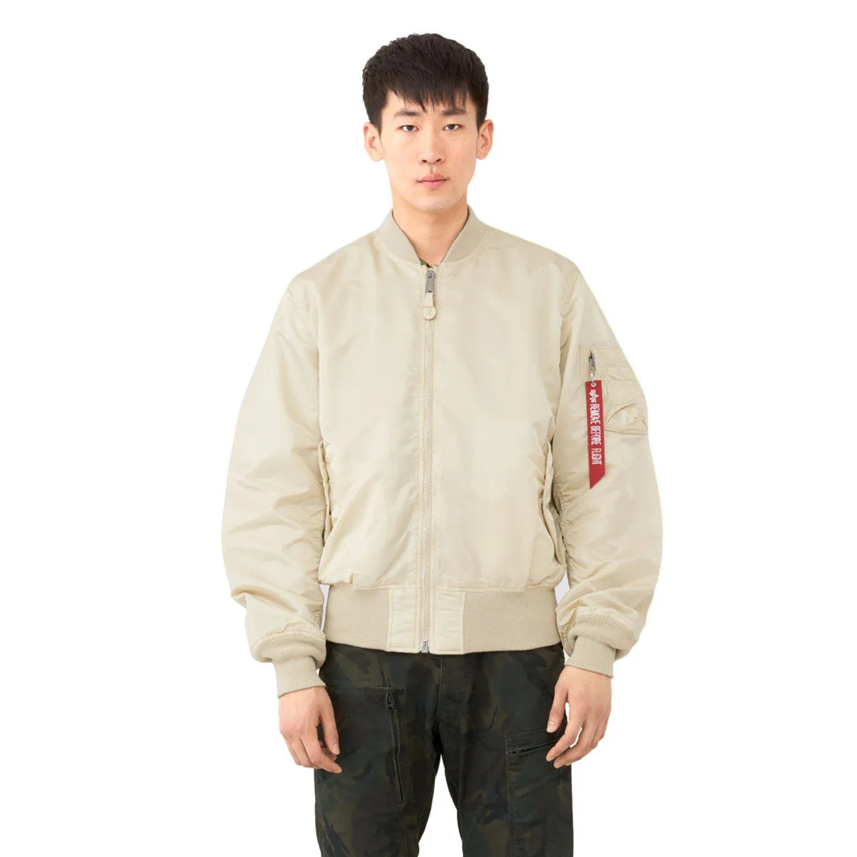Alpha Industries Men's Vintage White L-2B Loose Flight Jacket