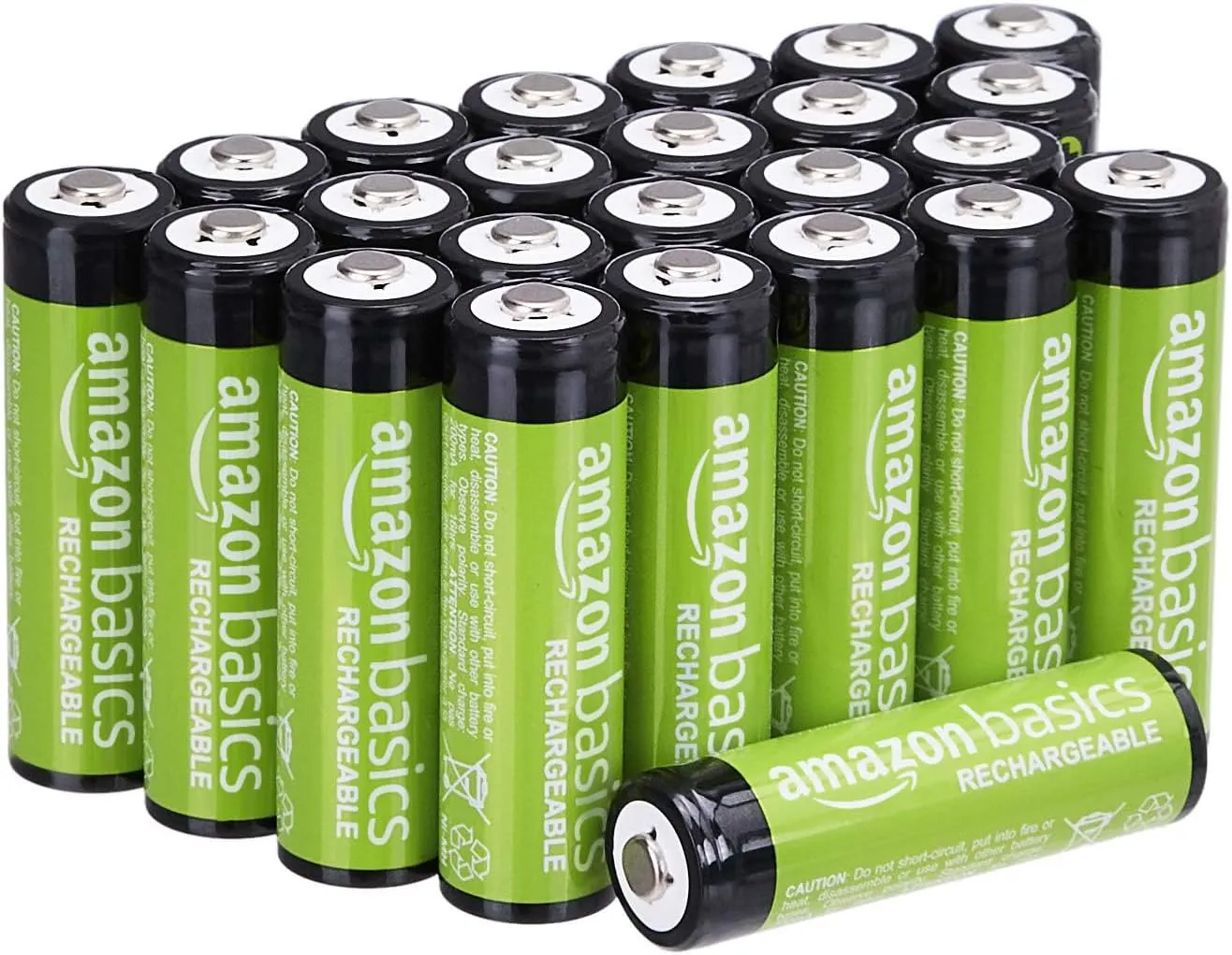 Amazon Basics 8-Pack Rechargeable AA NiMH Batteries, 2000 mAh, Recharge up to 1000x Times, Pre-Charged