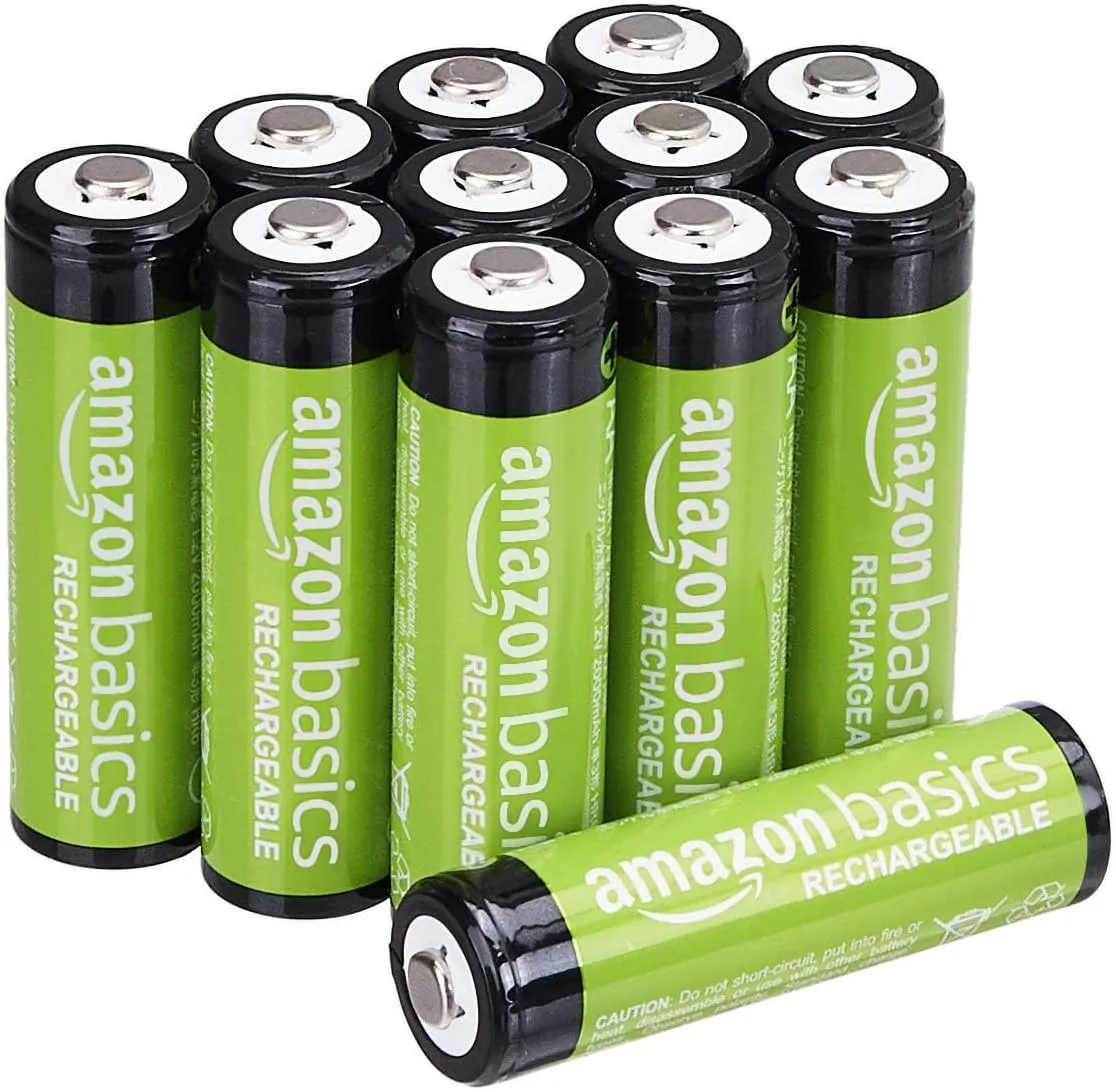 Amazon Basics 8-Pack Rechargeable AA NiMH Batteries, 2000 mAh, Recharge up to 1000x Times, Pre-Charged