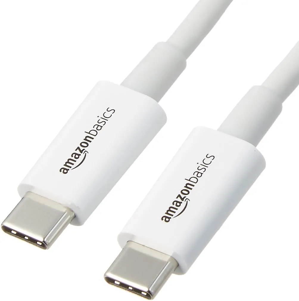 Amazon Basics USB-C to USB-C 2.0 Fast Charger Cable, 480Mbps Speed, USB-IF Certified, for Apple iPhone 15, iPad, Samsung Galaxy, Tablets, Laptops, 6 Foot, White