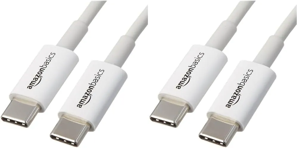 Amazon Basics USB-C to USB-C 2.0 Fast Charger Cable, 480Mbps Speed, USB-IF Certified, for Apple iPhone 15, iPad, Samsung Galaxy, Tablets, Laptops, 6 Foot, White