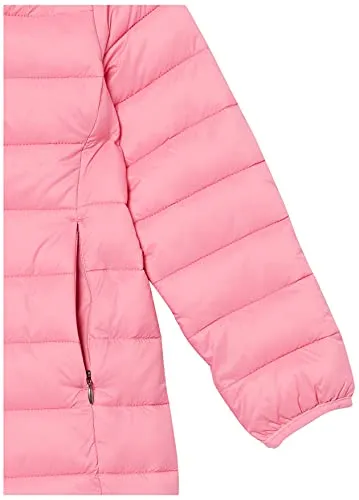 Amazon Essentials Girls' Long Lightweight Hooded Puffer Jacket, Bright Pink, X-Small
