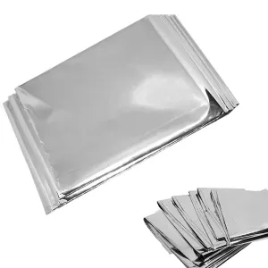 ANCLLO 4 Pack Emergency Mylar Thermal Blankets - Designed for Outdoors Hiking Survival Marathons or First Aid (Silver Color)