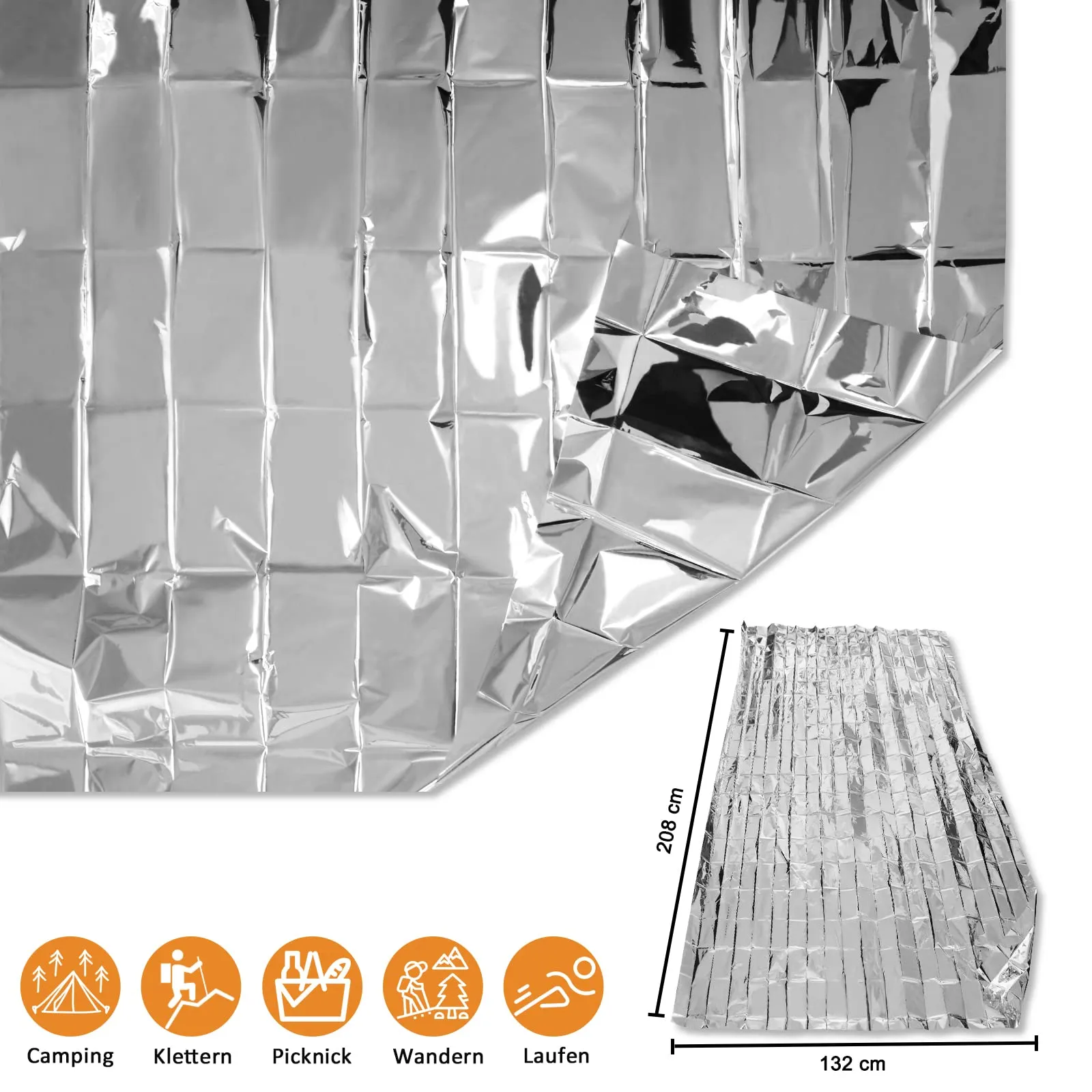 ANCwear Emergency Blankets Pack-6,Foil Mylar Thermal Blankets Space Blanket 52"x82" for Outdoors,Hiking,Survival,or First Aid King (U.K. Standard) 6_silver