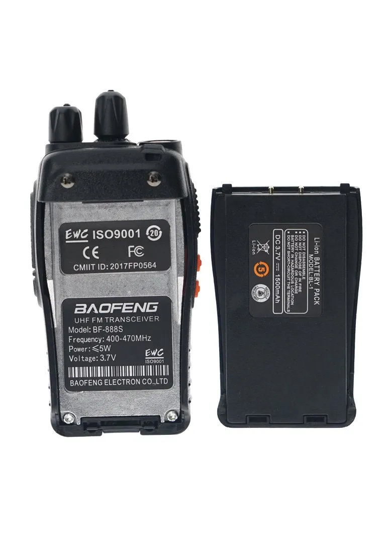 Baofeng 5W 6 Pcs Walkie Talkies BF-888S Handheld Two Way Radios Battery with Charger 2-4 KM
