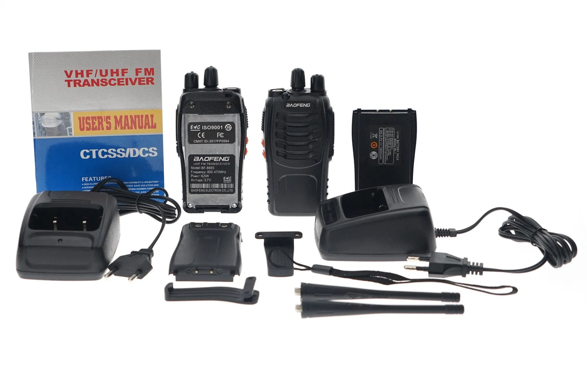 Baofeng 5W 6 Pcs Walkie Talkies BF-888S Handheld Two Way Radios Battery with Charger 2-4 KM