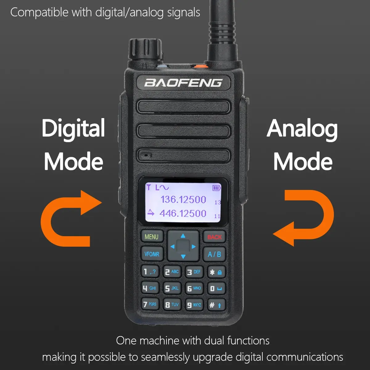 Baofeng DR-1801 Long Range Dual Band DMR Digital/Analog Walkie Talkie Tier 1&2 tier II Dual Time Slot Upgrade Of DM-1801 Radio