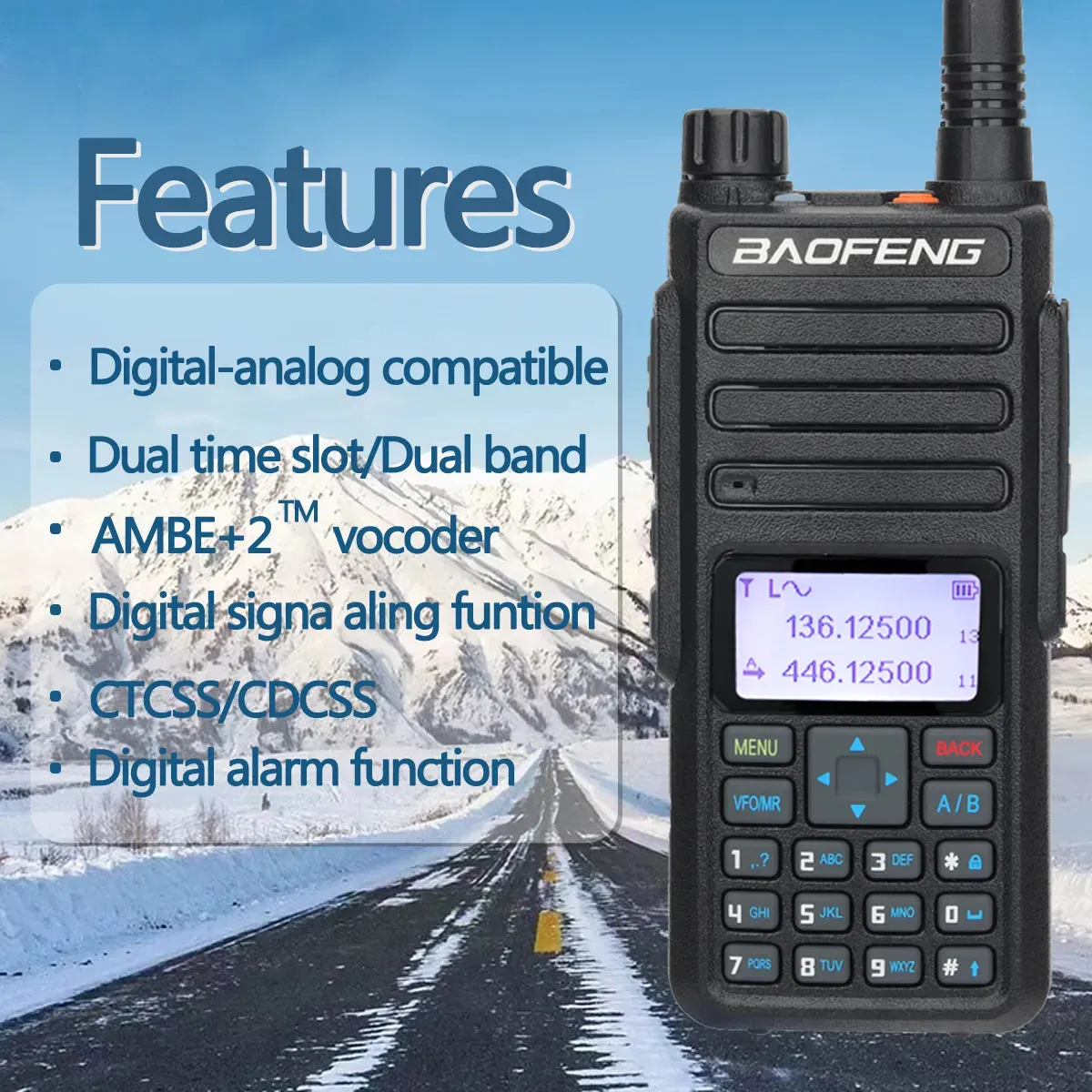 Baofeng DR-1801 Long Range Dual Band DMR Digital/Analog Walkie Talkie Tier 1&2 tier II Dual Time Slot Upgrade Of DM-1801 Radio