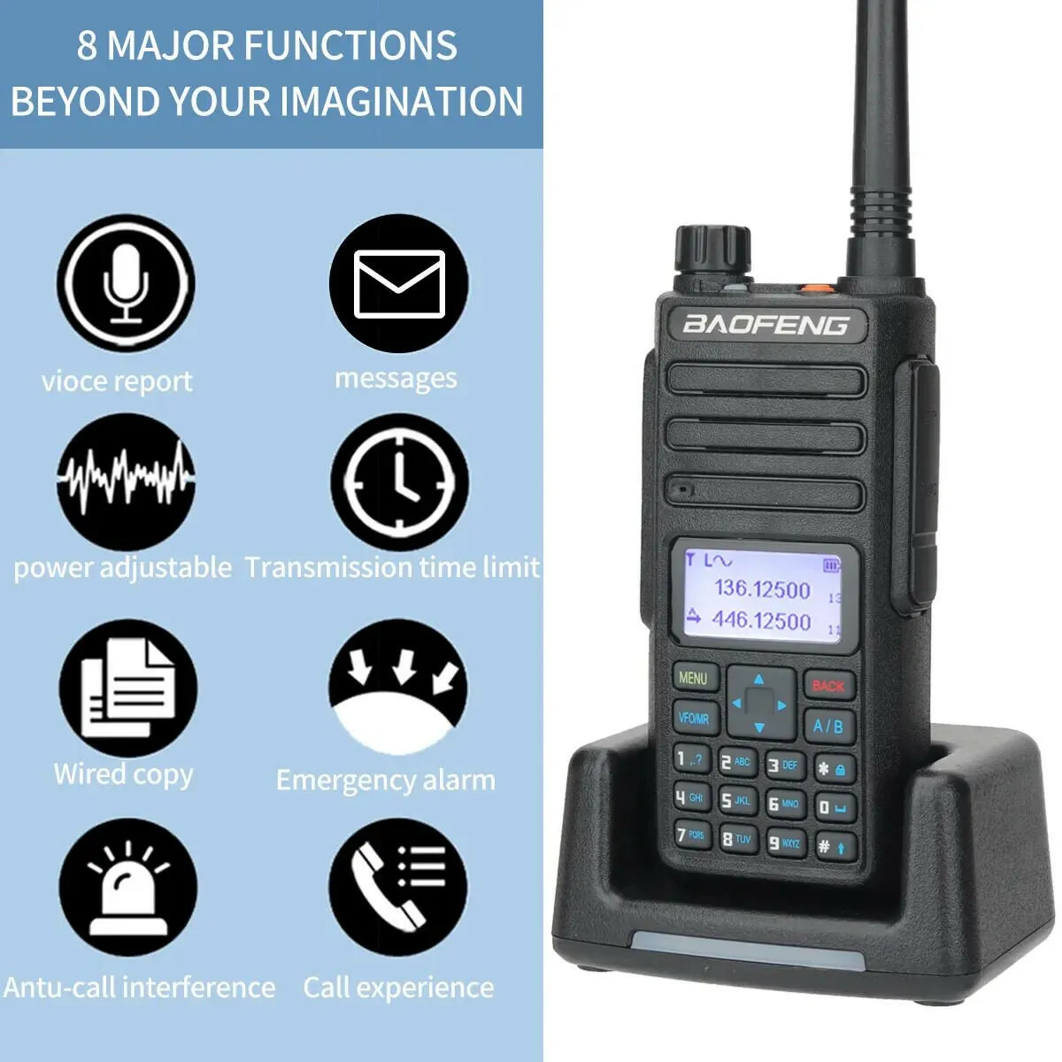 Baofeng DR-1801 Long Range Dual Band DMR Digital/Analog Walkie Talkie Tier 1&2 tier II Dual Time Slot Upgrade Of DM-1801 Radio