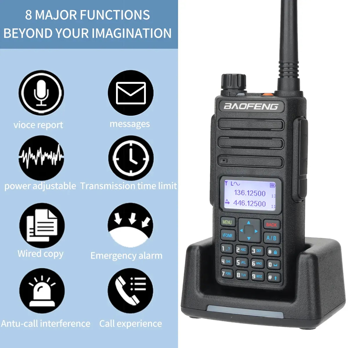 Baofeng DR-1801 Long Range Dual Band DMR Digital/Analog Walkie Talkie Tier 1&2 tier II Dual Time Slot Upgrade Of DM-1801 Radio