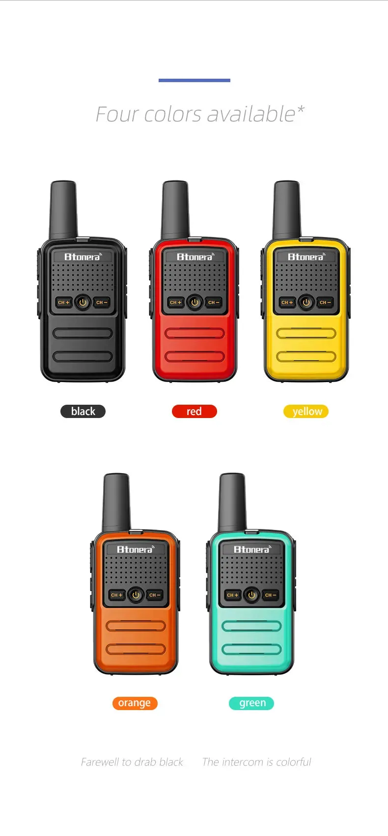 Btoera 2 Pcs Mini Walkie Talkie PMR 446 Portable Two-way Radio Ht PTT Walkie-talkies 5W 16CH UHF 400-470MHz Portable Radio for