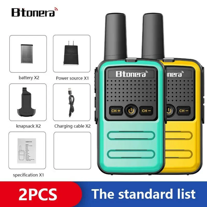 Btoera 2 Pcs Mini Walkie Talkie PMR 446 Portable Two-way Radio Ht PTT Walkie-talkies 5W 16CH UHF 400-470MHz Portable Radio for
