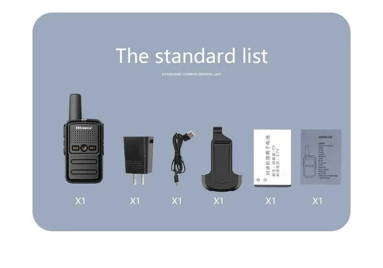 Btoera 2 Pcs Mini Walkie Talkie PMR 446 Portable Two-way Radio Ht PTT Walkie-talkies 5W 16CH UHF 400-470MHz Portable Radio for