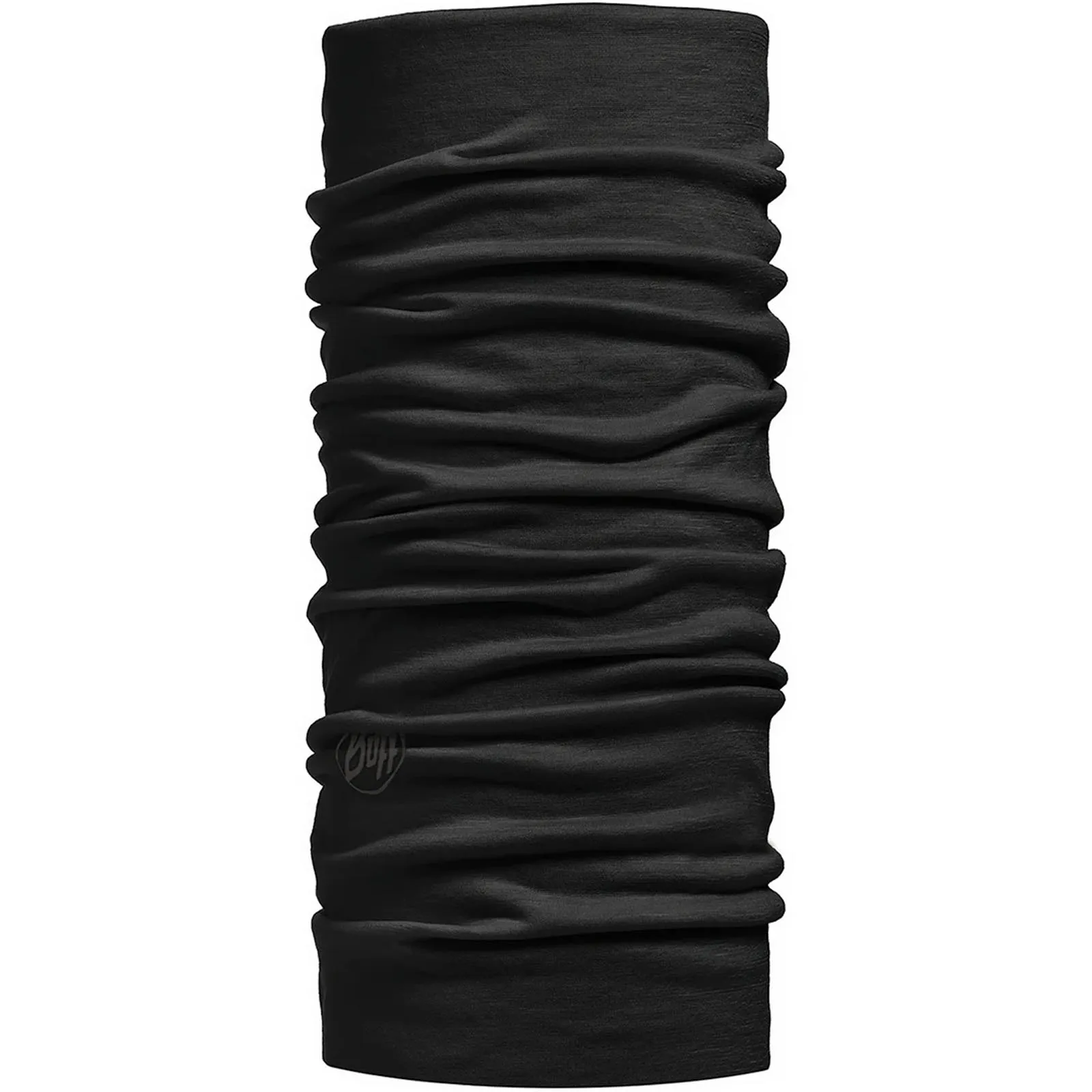 Buff Lightweight Merino Wool Solid Tubular Neck Gaiter - Black