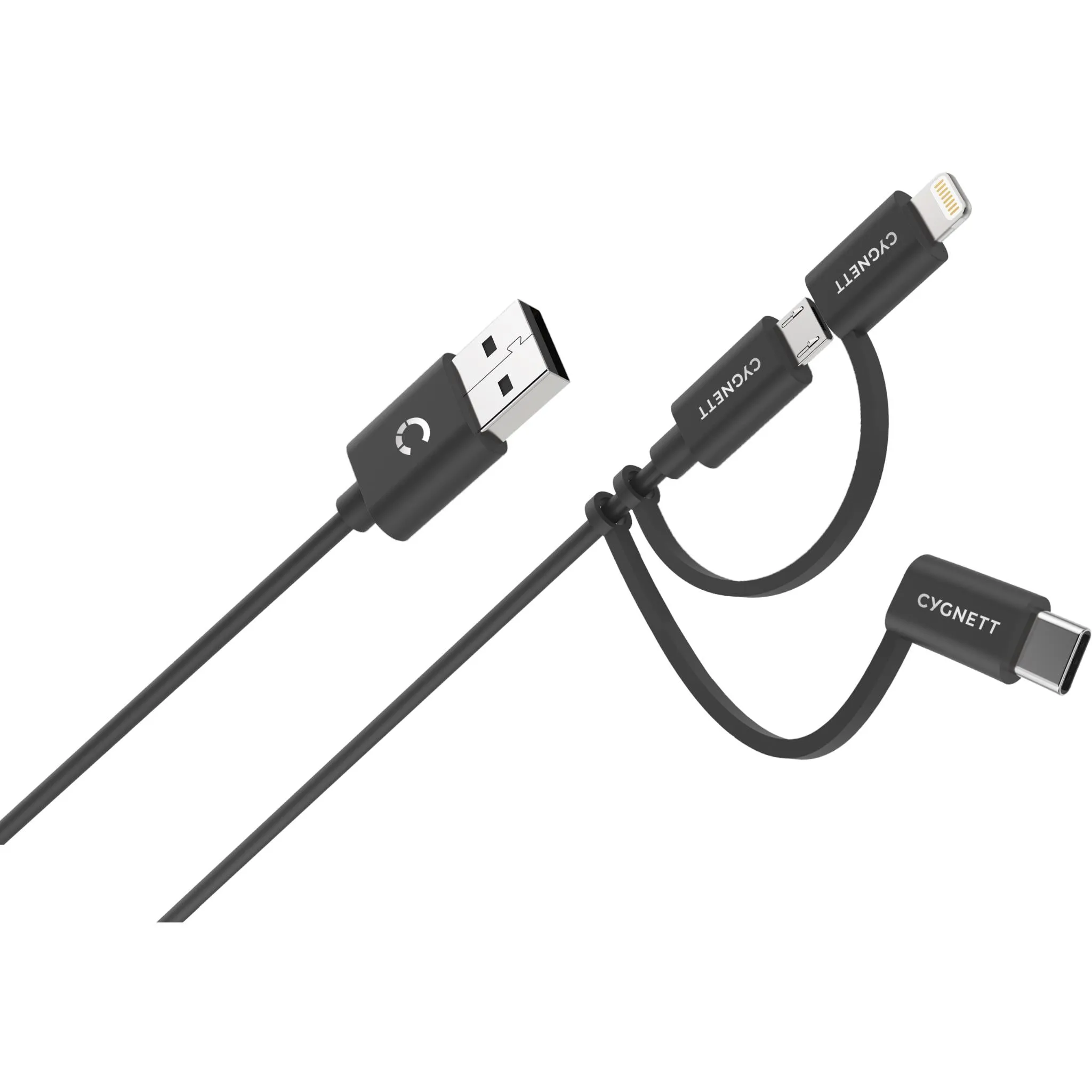 Cygnett Charge & Connect 3-in-1 Cable 1.2m (Black)