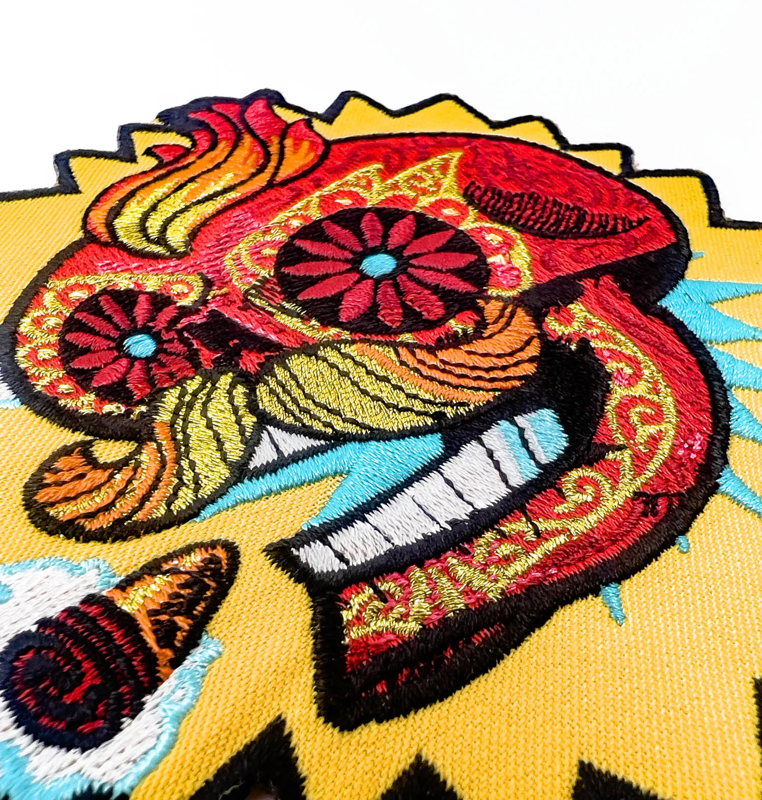 DIA DE LOS MUERTOS CALAVERA SEÑOR FUEGO 4" EMBROIDERED PATCH