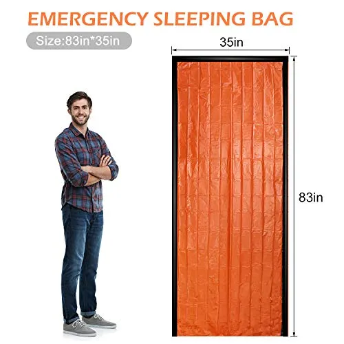 DIBBATU 4 Pack Emergency Sleeping Bag, Survival Thermal Bivy Sack Blanket, Waterproof Lightweight, Portable Nylon Sack for Camping Hiking Outdoor Adventure Activities (orange-004)