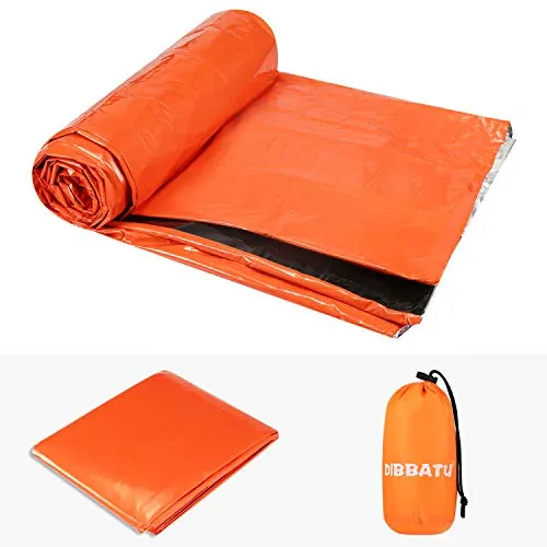 DIBBATU 4 Pack Emergency Sleeping Bag, Survival Thermal Bivy Sack Blanket, Waterproof Lightweight, Portable Nylon Sack for Camping Hiking Outdoor Adventure Activities (orange-004)
