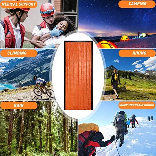 DIBBATU 4 Pack Emergency Sleeping Bag, Survival Thermal Bivy Sack Blanket, Waterproof Lightweight, Portable Nylon Sack for Camping Hiking Outdoor Adventure Activities (orange-004)