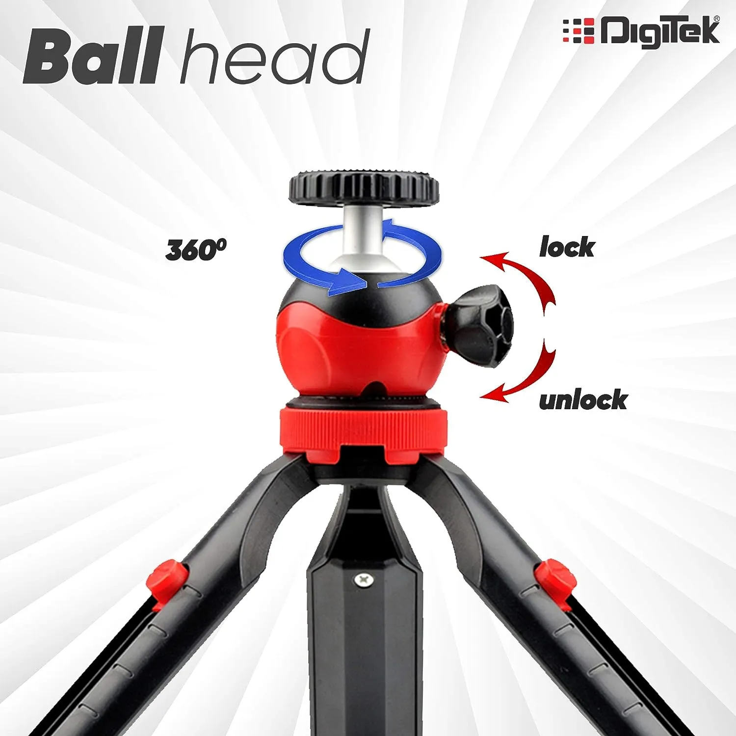 Digitek (DTR-200MT) 18CM Flexible & Portable Mini Tripod with Smartphone Holder & 360