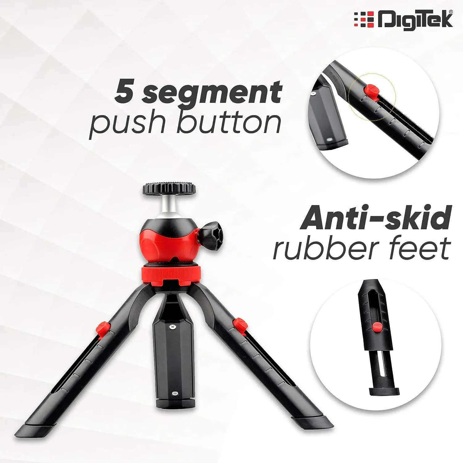 Digitek (DTR-200MT) 18CM Flexible & Portable Mini Tripod with Smartphone Holder & 360