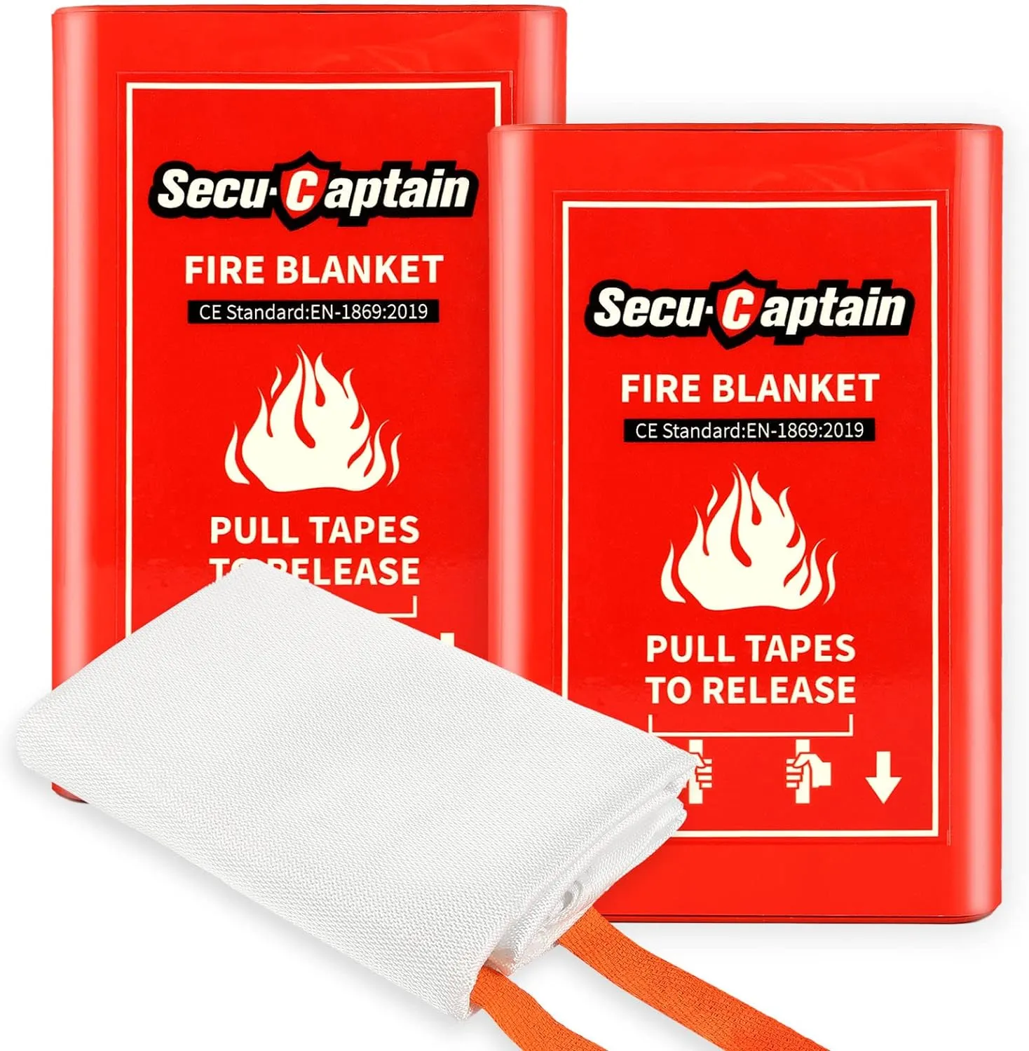 Emergency Fire Blanket for Home and Kitchen - 2 Pack 40"x40" Flame Suppression Fiberglass Fire Blankets for House Camping Car Office Warehouse Emergency Survival Safety