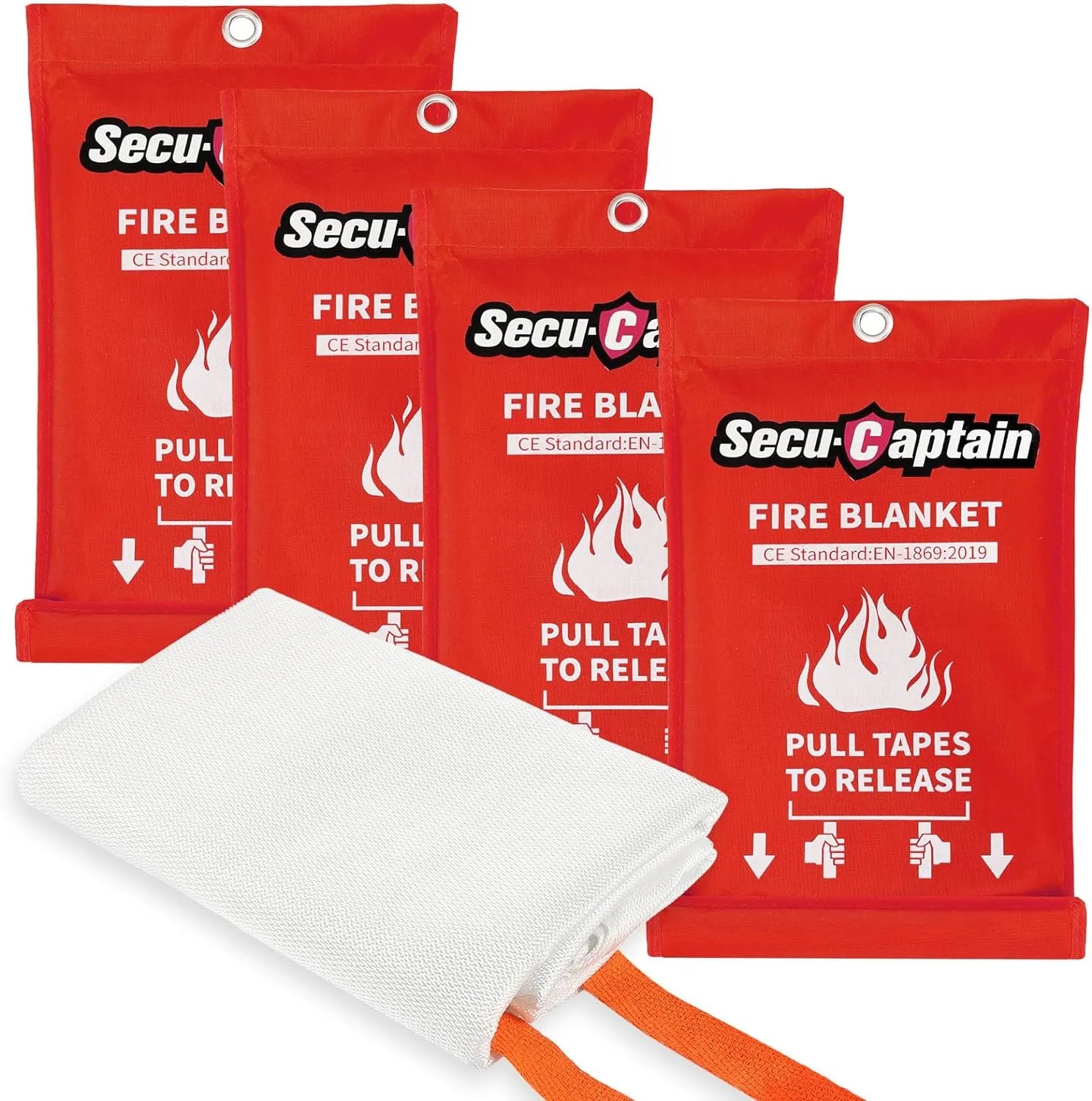 Emergency Fire Blanket for Home and Kitchen - 2 Pack 40"x40" Flame Suppression Fiberglass Fire Blankets for House Camping Car Office Warehouse Emergency Survival Safety