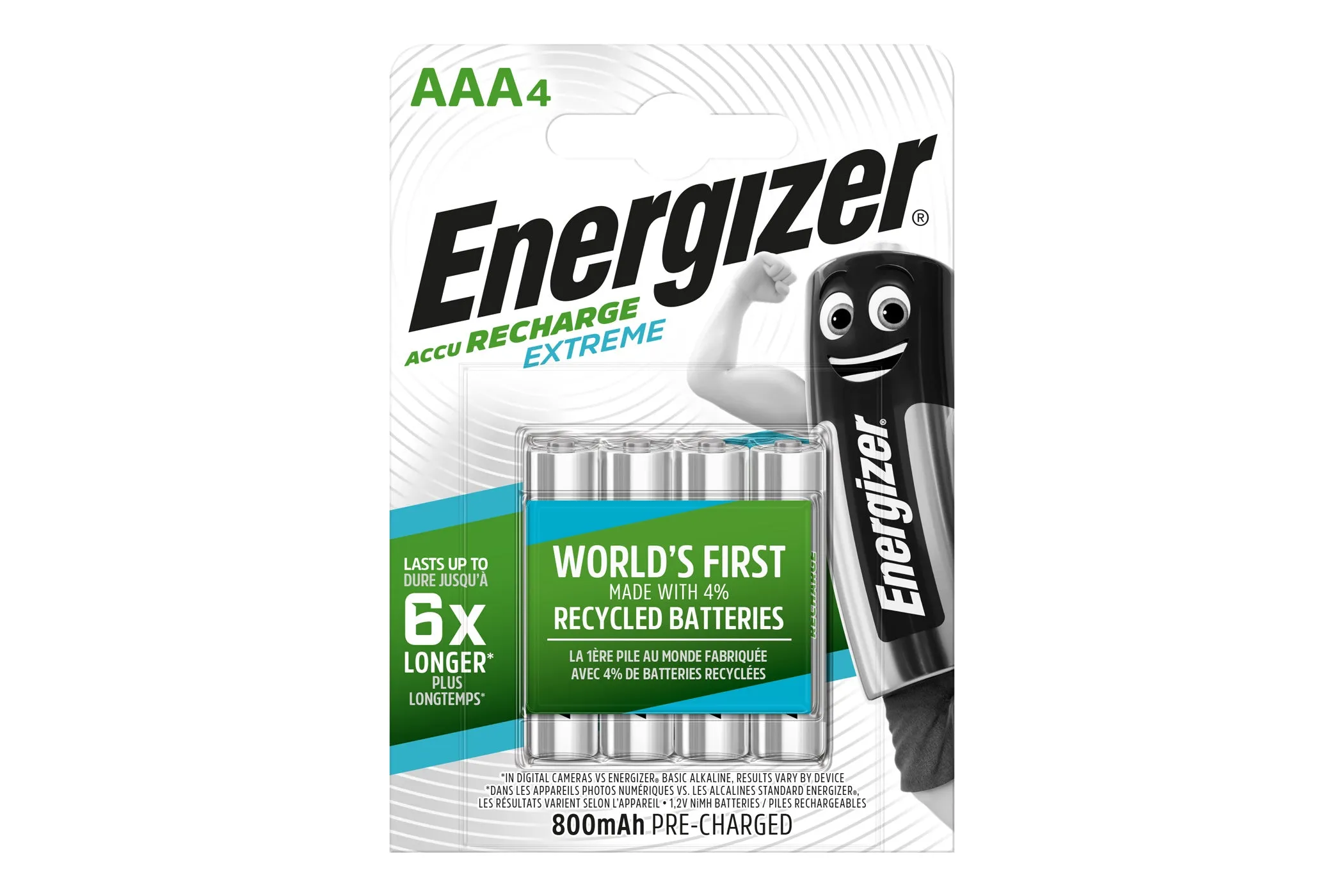 Energizer Extreme Rechargeable 800mAh Ni-MH AAA Batteries - Pack of 8