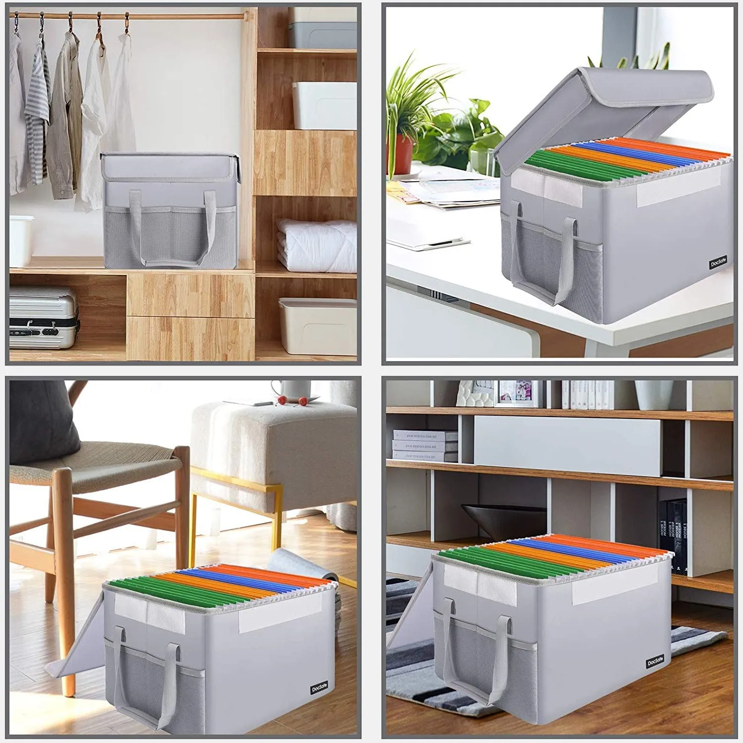 File Box Fireproof File Storage Organizer Box with Lid