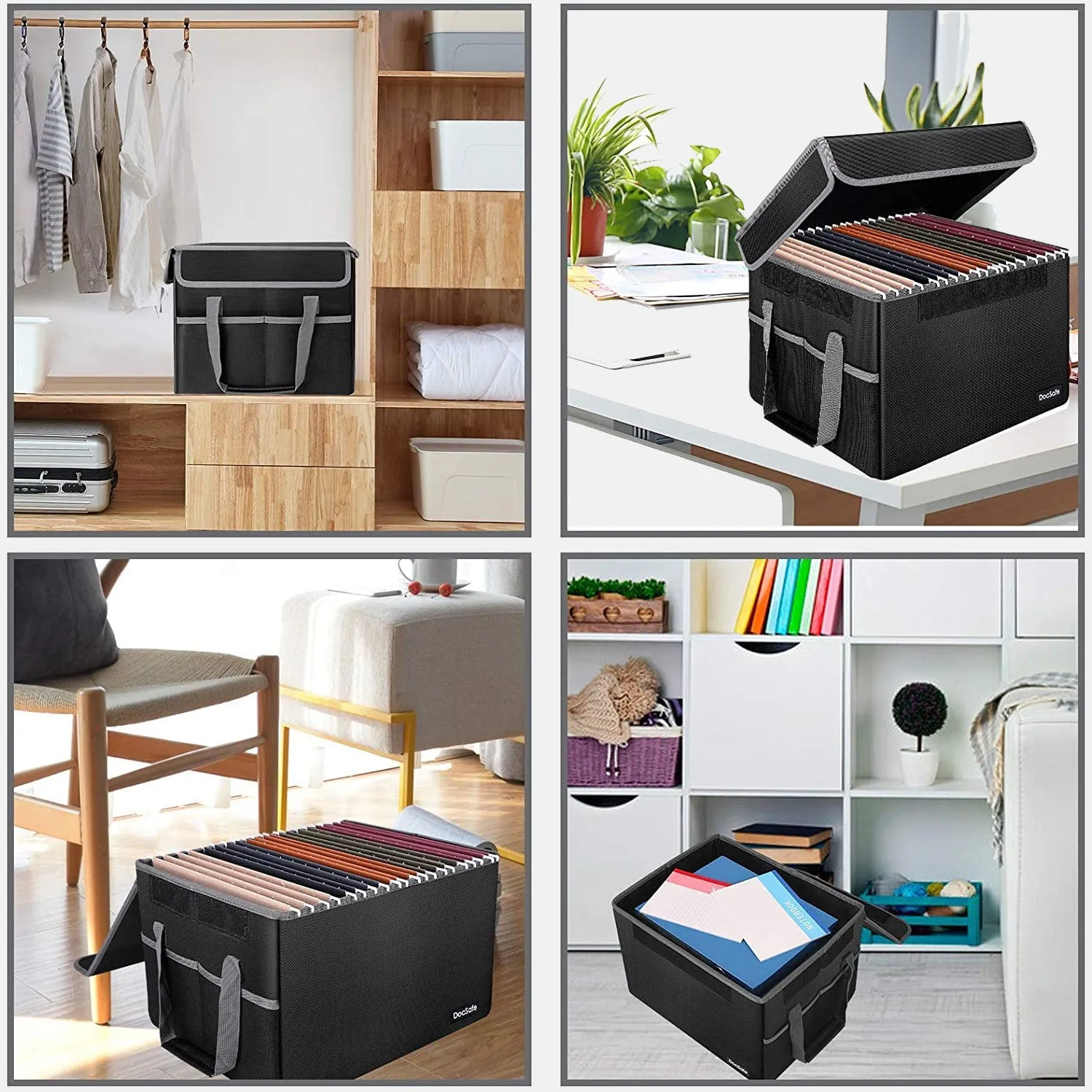 File Box Fireproof File Storage Organizer Box with Lid