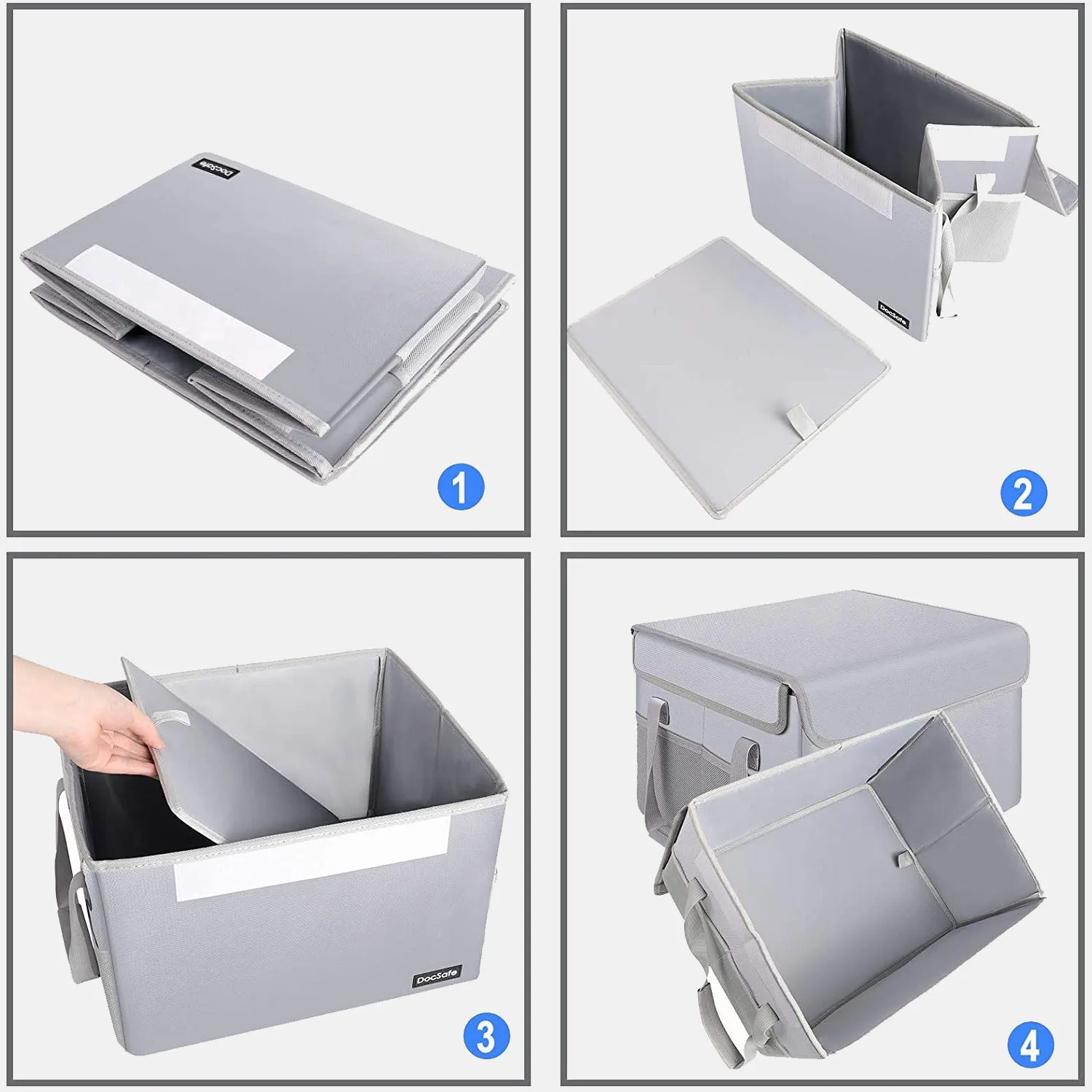 File Box Fireproof File Storage Organizer Box with Lid