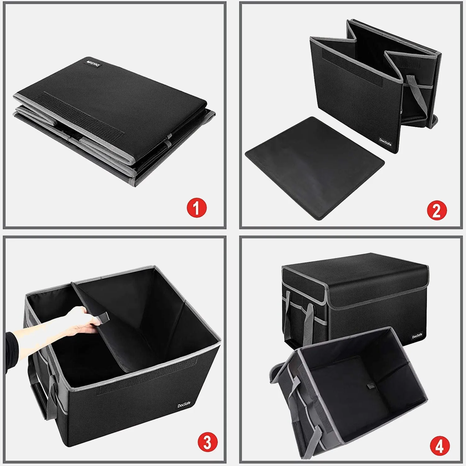 File Box Fireproof File Storage Organizer Box with Lid