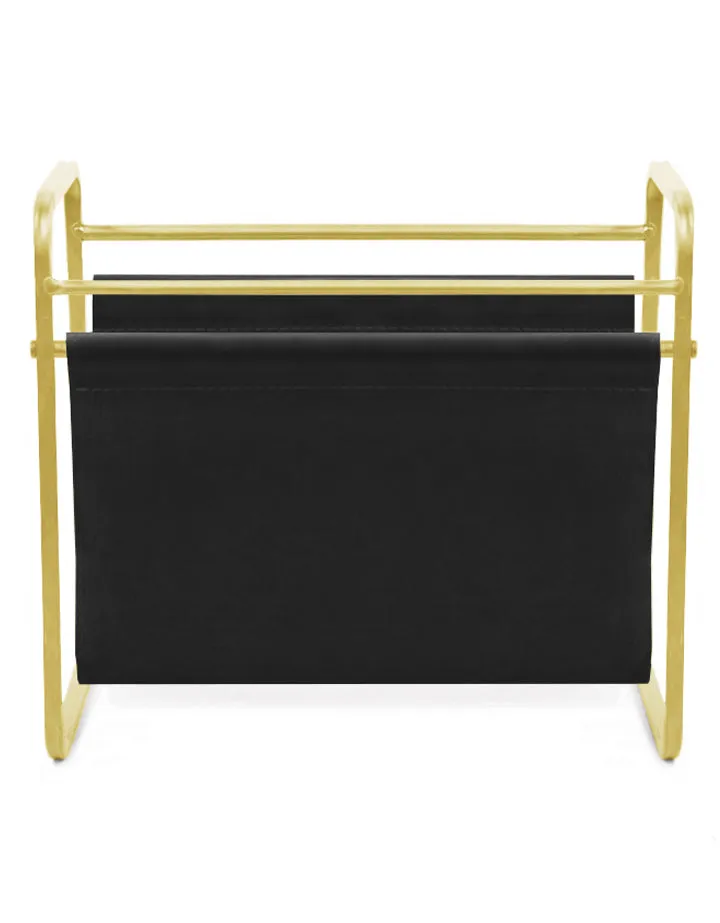 Gold-Colored Metal and Faux Leather Magazine Holder