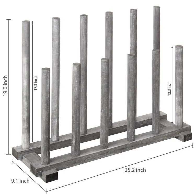 Gray Wood Boot Storage Rack, For 6 Pairs