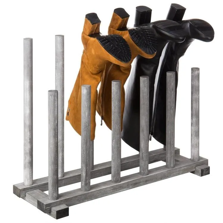 Gray Wood Boot Storage Rack, For 6 Pairs