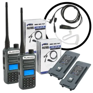 GREAT OUTDOORS PACK - GMR2 PLUS GMRS and FRS Two Way Handheld Radios with Lapel Mics and XL Batteries