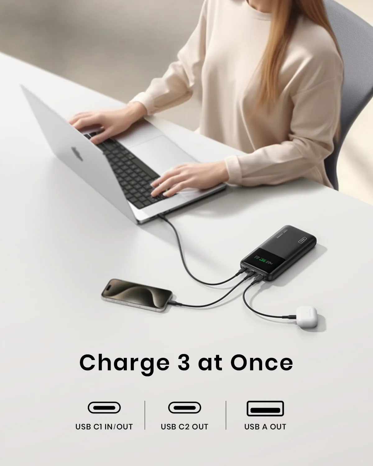 INIU 140W 27000mAh Portable Charger, Fast Charging Laptop Power Bank, USB C Cable, Black