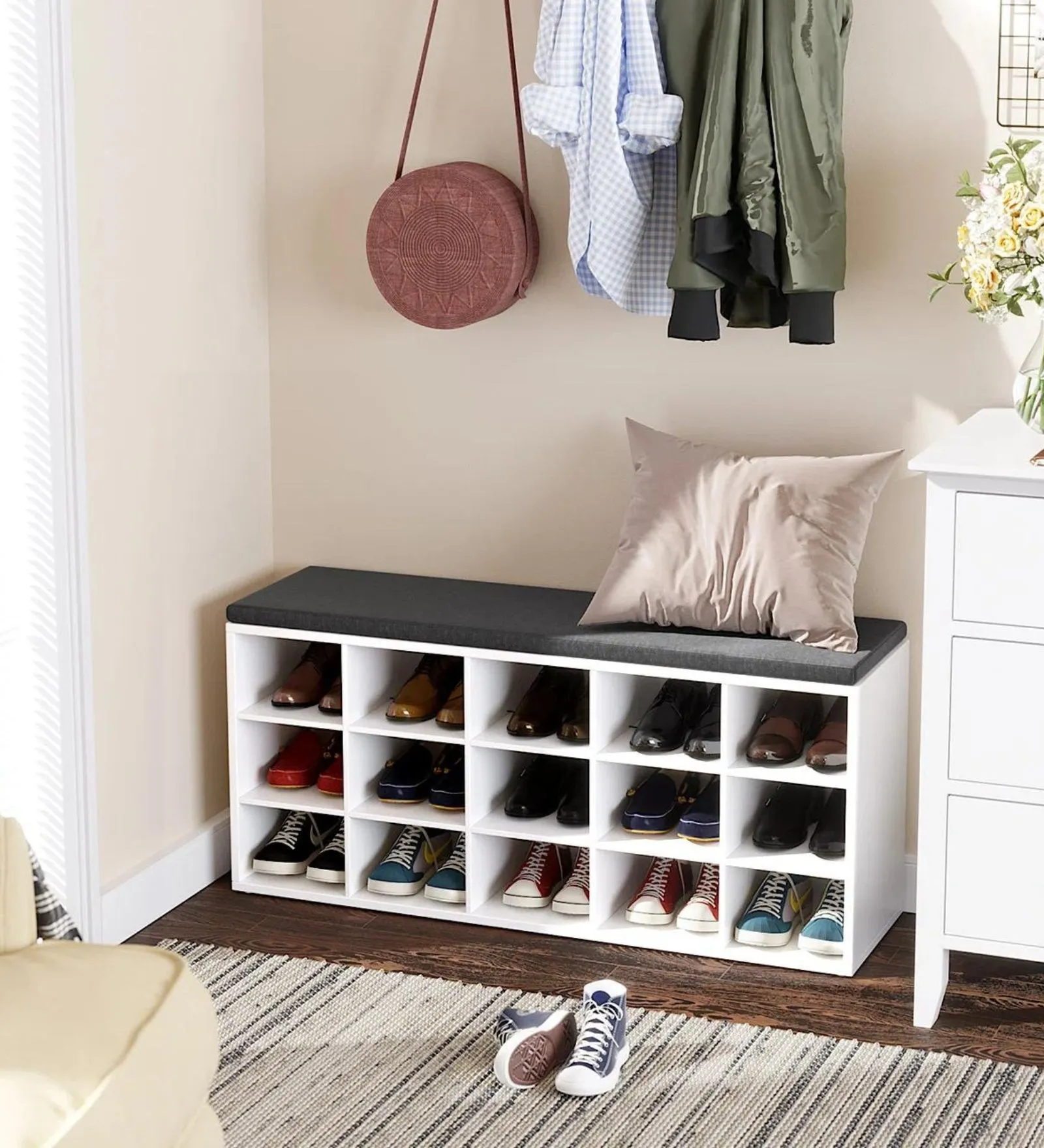 Jack Shoe Rack in Frosty White Finish