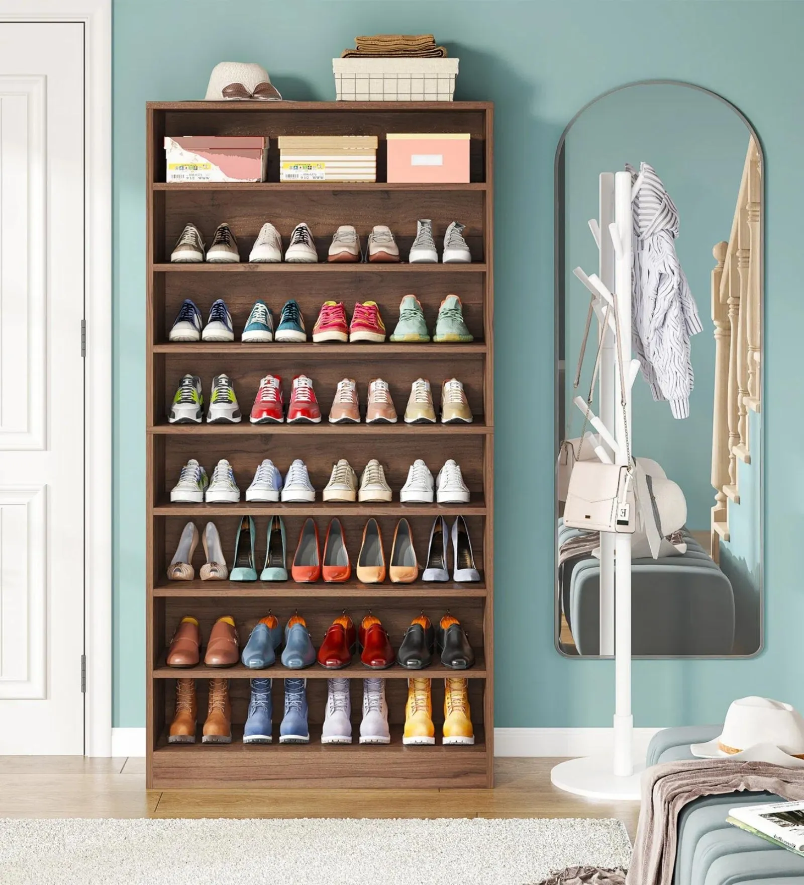 Jake Shoe Rack in Frosty White Finish