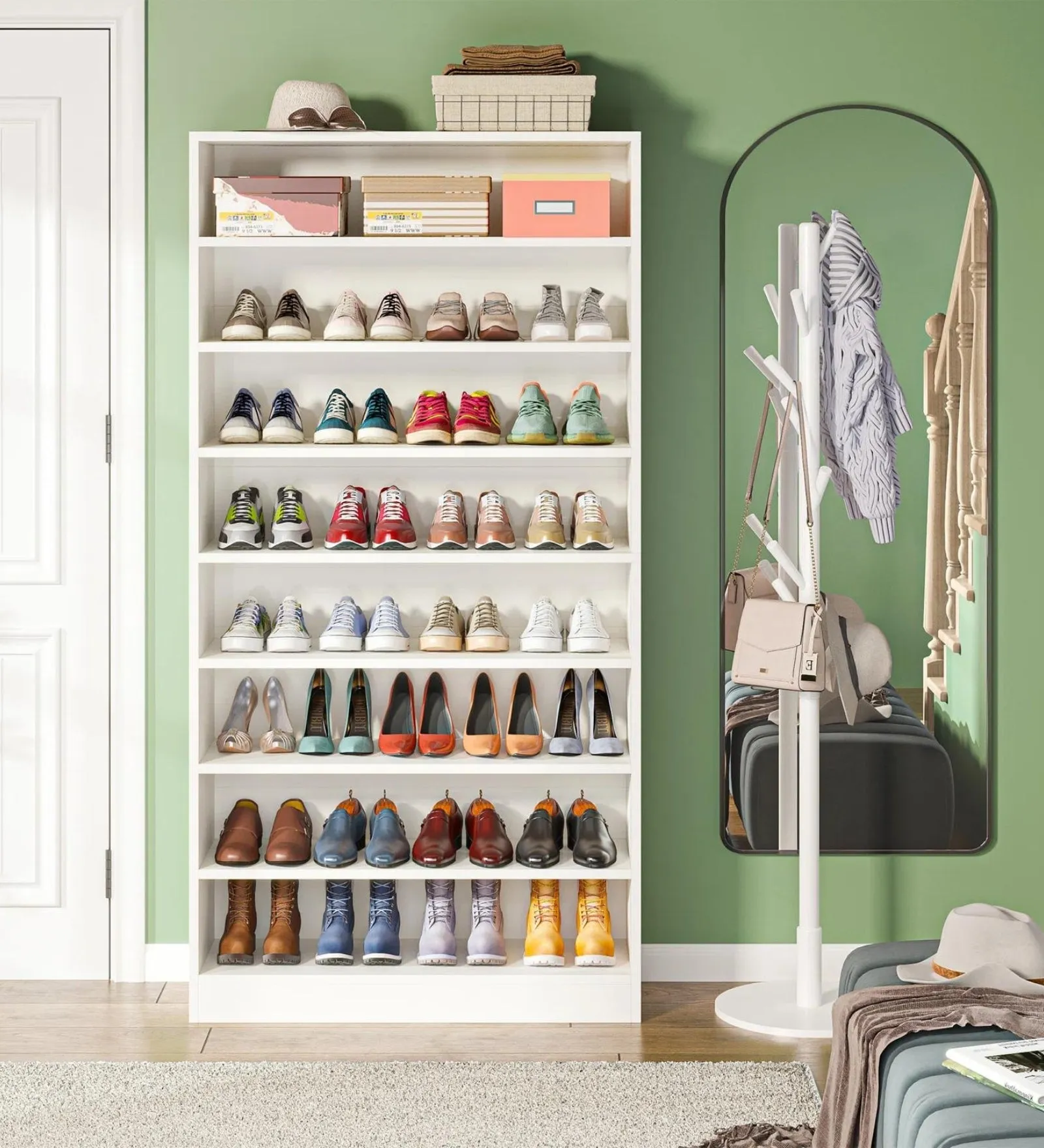 Jake Shoe Rack in Frosty White Finish
