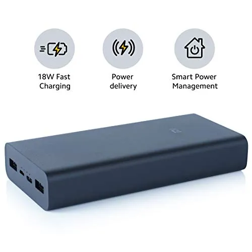 MI Power Bank 3i 20000mAh Lithium Polymer 18W Fast Power Delivery Charging | Input- Type C | Micro USB| Triple Output | Sandstone Black