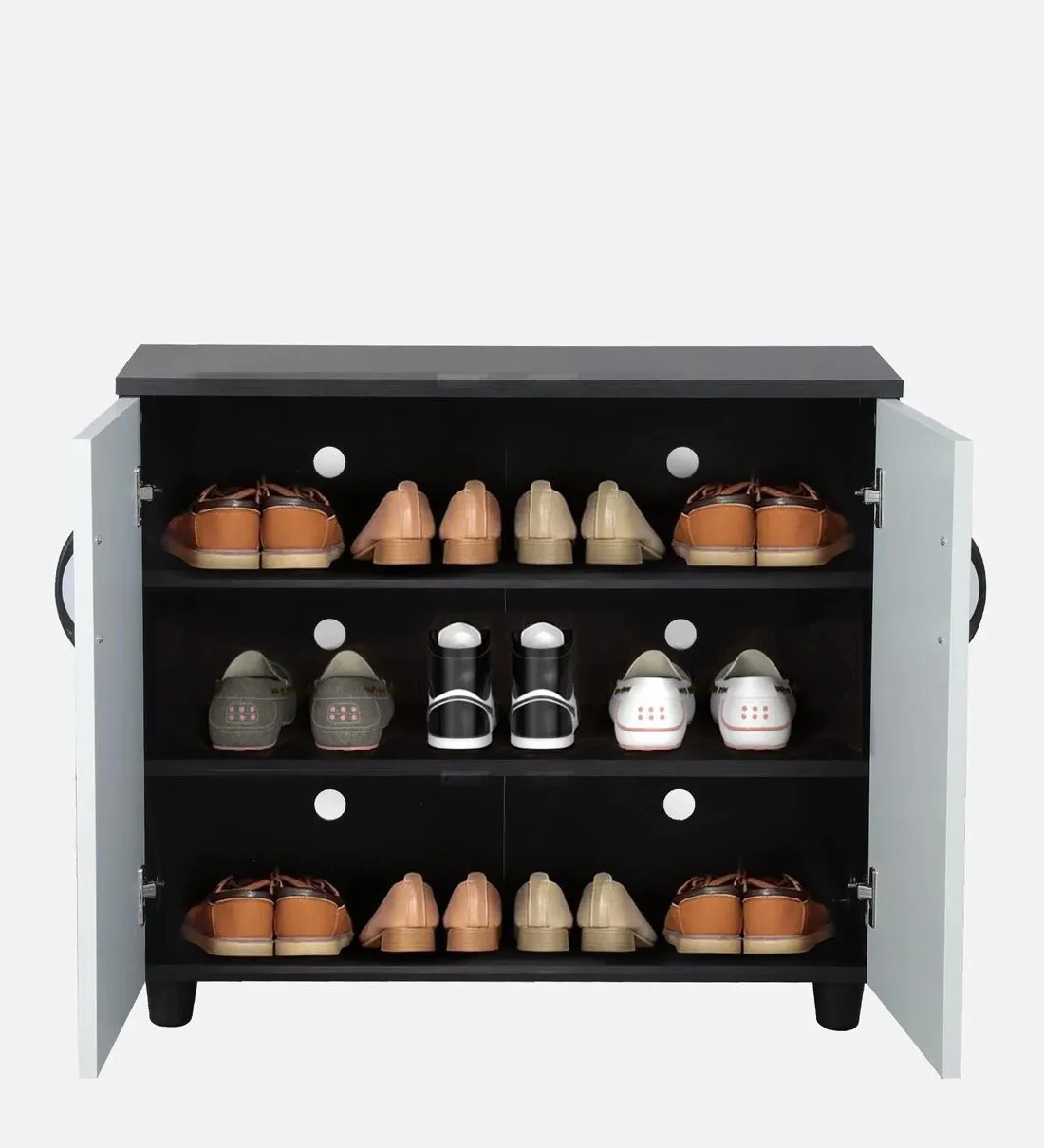 Myna Shoe Rack in Wenge Finish & Frosty White Finish
