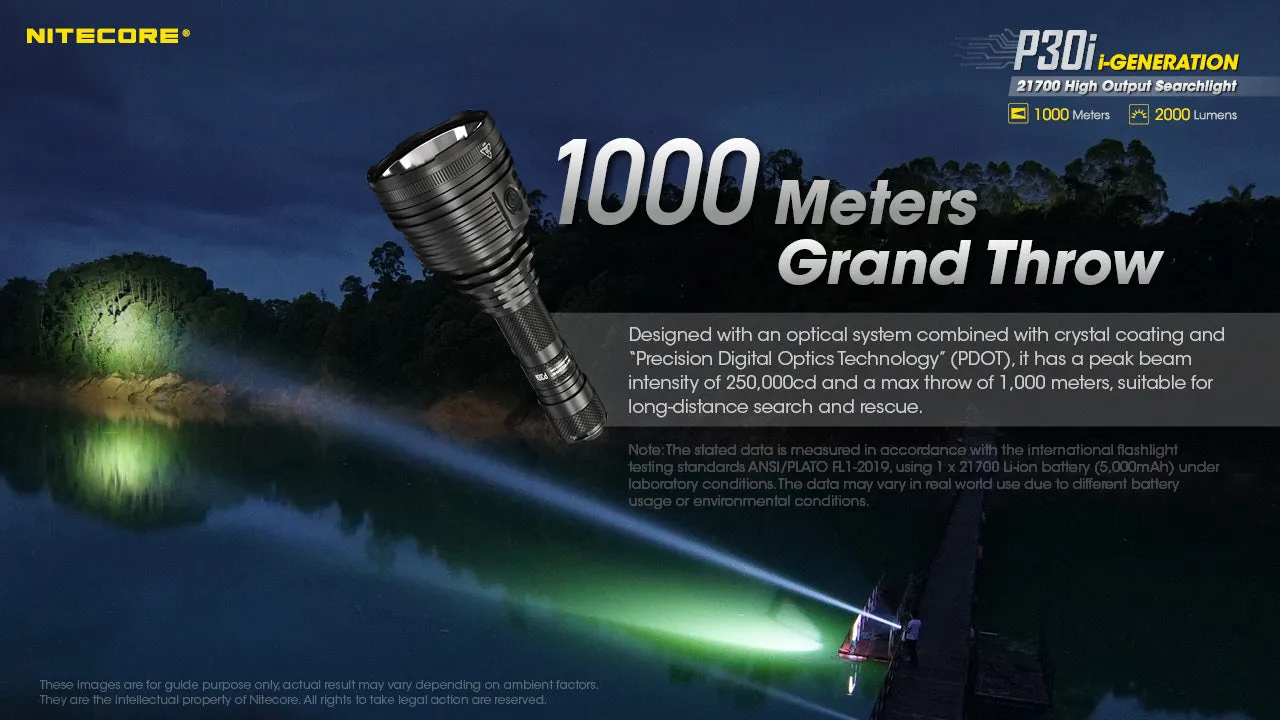 NITECORE 2000 LUMENS HIGH OUTPUT SEARCHLIGHT (P30I)